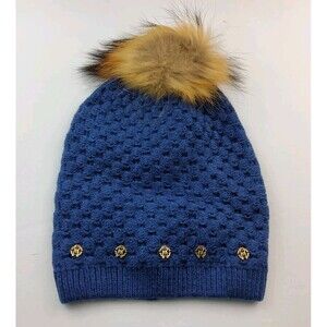 Roberto Cavalli Wool Rabbit Fur Knit Hat Navy